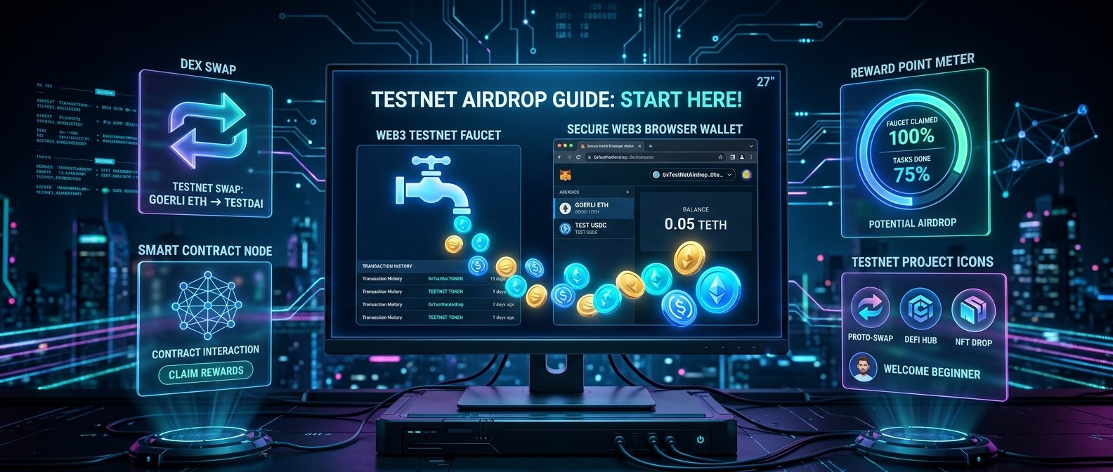 Testnet Crypto Airdrops Guide for Beginners Feature Banner